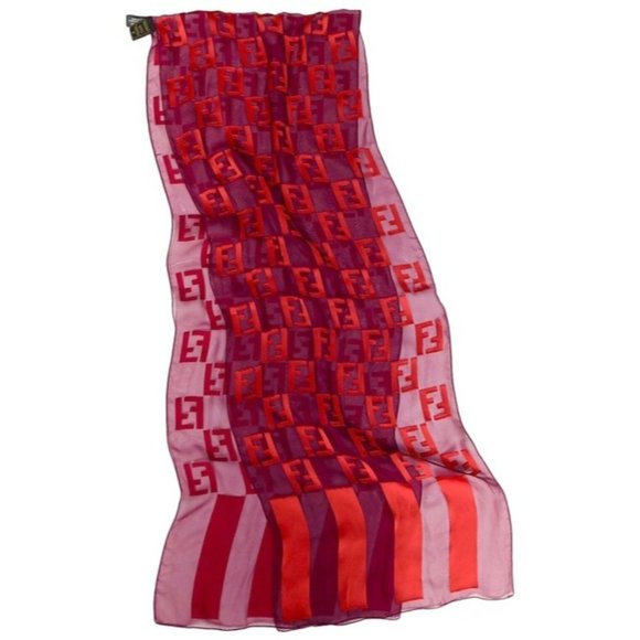Fendi Purple and Red Zucca Print Logo Scarf - Picture 1 of 4